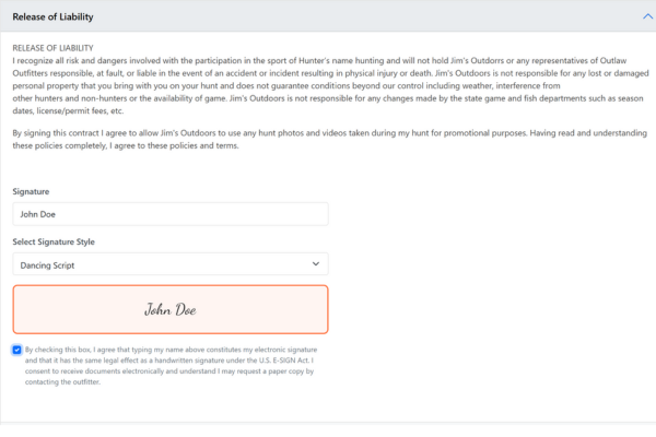 Client Signs Document